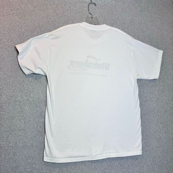 Vintage Lee Total Cotton Mens VICKSBURO print logo white T-Shirt Size large - Picture 2 of 11